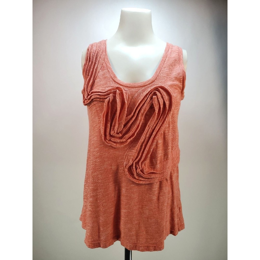 Anthro Little Yellow Button Orange Tank Top M